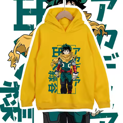 Kids Cotton Tshirt Mha Midoriya Print Unisex Hoodie Sweatshirt Cosplay Costume for Boys Girls 100-16