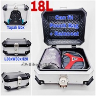 Top Box Aluminium Alloy 18L 18 Liter Kotak Motosikal Peti Aluminium Waterproof ADV160 Lambretta Duke