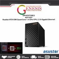 GENESIS ASUSTOR AS1102T DRIVESTOR 2 2-BAYS NAS ENCLOSURE (Quad-Core 1.4 GHz CPU/1 GB DDR4/2.5-Gigabi