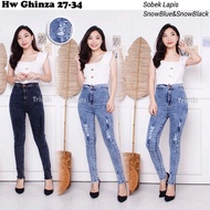 HW Ghinza Ripped Highwaist Jeans Ginza Stretch Ripped Jeans/ Ripped Women's Pencil Pants Snow High W