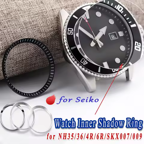 Stainless Steel Watch Inner Shadow Ring 31.3mm for Seiko SKX007/009 Watch Chapter Scale Ring Replace