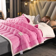 Thick Imitation Lamb Wool Blanket Winter Double-sided Three-layer Quilted Blanket Skin-friendly Cozy