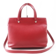 Longchamp Le Florone 標誌雕刻雙肩/手提包，RED和銀色五金配件，成色極佳。