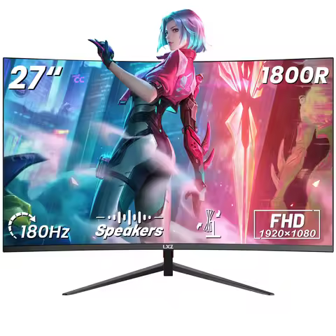 LXZ 27 Inch Gaming Monitor, 180Hz FHD 1080P Curved Monitor, 1800R, Built-in Speakers, PC Monitor, HD