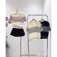 William Boutique - Horse embroidered plaid knit top 8712 190