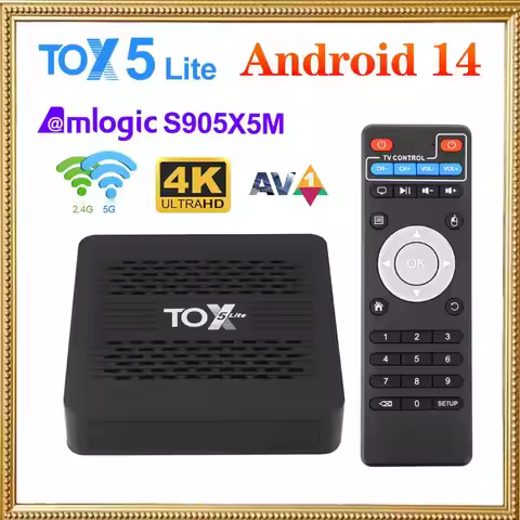 S905X5M Media Player Set Top Box Android 14 Smart TV Box TOX5 Lite 2GB 32GB Dual Wifi 1000M LAN BT4.
