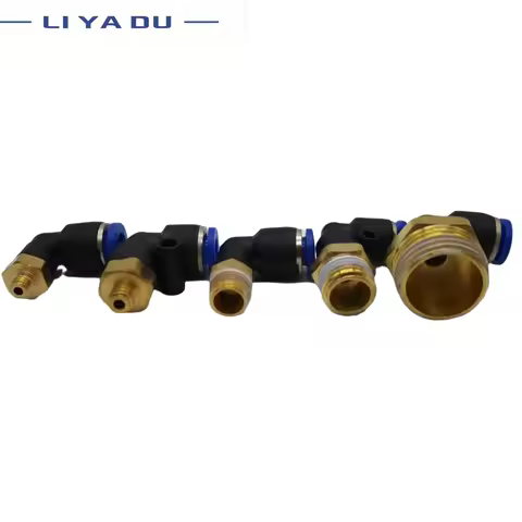 1/10pcs Pneumatic connector L Shape PL 4/6/8/10/12mm Hose Tube M5 6 1/8 1/4 3/8 1/2 BSPT Thread Air 