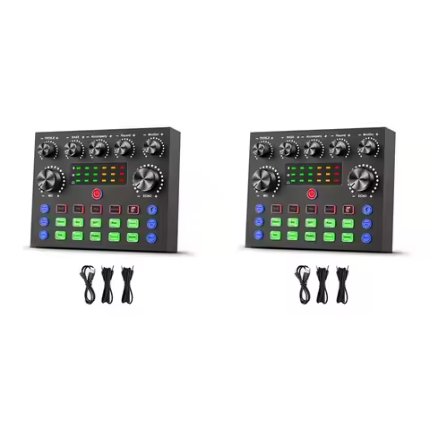 AP-2X V8S Audio Mixer With Voice Changer,Podcast Mixer,Sound Card For Phone Gaming Karaoke Studio Li
