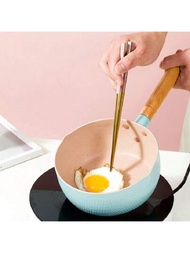1入藍雪扁壺日式牛奶壺,適用於家用和電磁爐,1-2人份,18cm / 20cm / 22cm,適用於麵條和湯,帶有蓋子的不粘鍋