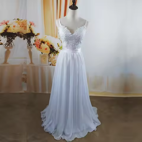 ZJ9113 Customized 2026 White Ivory Bride Dresses For Beach Wedding Spaghetti Straps Lace Plus Size M