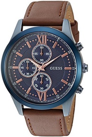 GUESS Men s Stainless Steel Casual Leather Watch