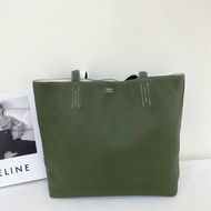 Hermes 雙面tote double sens綠色內拼白色 totg皮 白色縫線 手提包肩背包