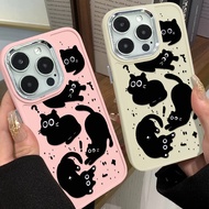 Have Fun Little Cat Cute Phone Cases Compatible for IPhone 11 12 13 Pro 14 15 7 8 Plus SE 2020 XR X XS Max Metal Buttons Shockproof Large Hole Frame Silicone Casing