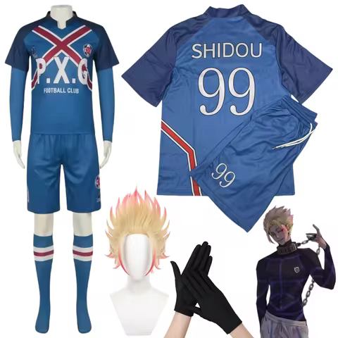 Anime Blue Lock Shidou Cosplay Costumes #99 Shidou Ryuusei Football Jersey Cosplay Wigs Mens Hallowe