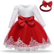 NNJXD Flower Infant Baby Girl Lace Big Bow Baptism Dress