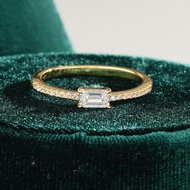 0.5CT Real Moissanite Vintage Emerald Ring for Women with GRA Certificate in S925 Sterling Silver wi