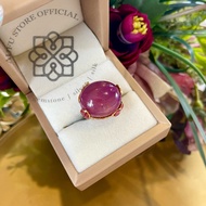 💥แหวนทับทิมพลอยแท้ดอกไม้ ทับทิมหลังเบี้ยเนื้อนูนสวย เสริมมงคล ตัวเรือนเงินแท้92.5%ถมทองคำแท้24k สินค