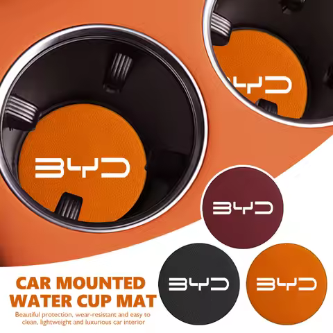 For BYD 2Pcs Leather Car Coaster Water Cup Slot Mat Anti-slip Pad Atto F0 G3 I3 Ea1 F3 E6 Yuan Plus 