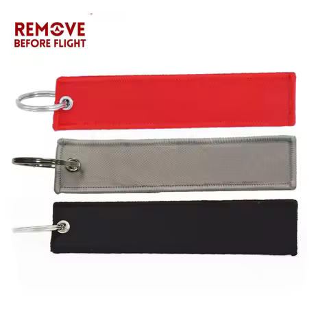 REMOVE BEFORE Flight Keychain For Aviation Gift Double Side Blank Black Red Grey Embroidery Keychain