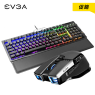 【促銷：買1加1】Evga Z15 機械式鍵盤(黑色/有線/茶軸 觸感)+Evga X20 三模電競滑鼠(無線 有線 藍芽)