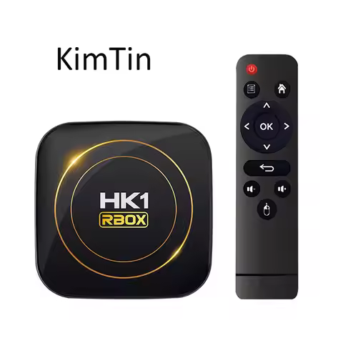 KimTim Android TV BOX 4GB 64GB H.265 4K 2.4G 5.8G WiFi Quad Core OS 12 IPTV Smart Box TV w/ Air Mous