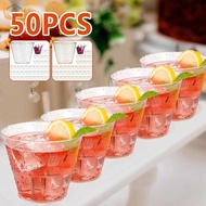 50Pcs Dessert Cups 9Oz Plastic Drinking Cups Reusable Gold Glitter Wine Water Cups SHOPSKC8184