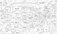 32 * 54" National Geographic United States Coloring Poster Wall Doodle Art Coloring Education Poster