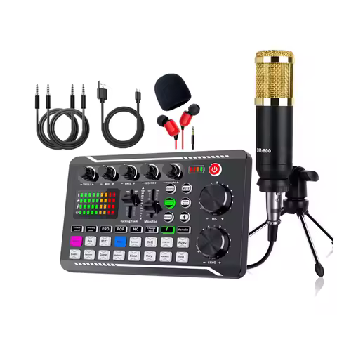 DJ Equipment Microphone Sound Card Console Studio Sound Card Kit Cable Phone Mixing Computer Live Vo