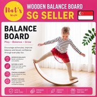 Wooden Balance Board Wobble Balance Board Rocker Board Natural Wood Curvy Board Kids Yoga Board