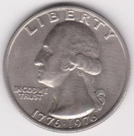 【小叮噹錢幣】美國獨立200週年紀念幣 喬治.華盛頓頭像 QUARTER DOLLAR 25美分 美元硬幣一枚 品相如圖