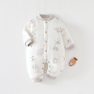 |C68|Newborn Cotton Warm Side Buckle Jumpsuit Baby
