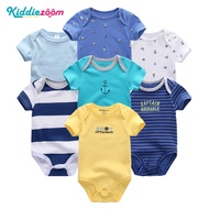 Kiddiezoom 7 Pieces Newborn Baby Romper Boy Baby Short Sleeve Clothes Pure Cotton 0-12 Months