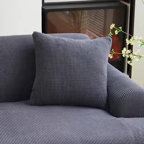 Waterproof Solid Color Jacquard Pillow Cover for Sofa Office Waist Cushion Cover Home Decorative Pil