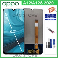 6.2'' Original OPPO A12 A12S 2020 LCD with Frame Display Touch Screen Digitizer Full Set Assembly Replacement Parts CPH2083 CPH2077 LCD