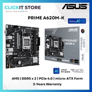 ASUS PRIME A620M-K AM5 Micro-ATX Motherboard -AMD A620, DDR5, PCIe 4.0 M.2, HDMI, USB 3.2, Aura Sync