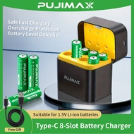 【⚡Ready Stock】 8-Slot AA Li-ion Battery Charger 1.5V Quick Charge Free Batteries Ship in 24h