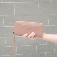 軟牛皮14卡1照拉鍊包牛皮長夾4111(貝殼粉)