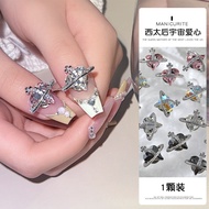 Empress Dowager West Heart Shaped Crystal Nail Art Jewelry/Retro Dark Style Crooked Peach Heart Diam