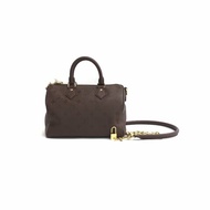 Louis Vuitton lv 巧克力色 老花 全皮 speedy soft 25 肩背包