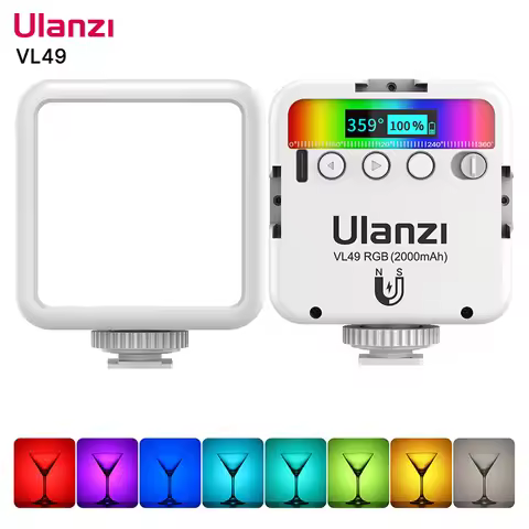 Ulanzi VL49 RGB Camera Light LED Video 2500K-9000K 800LUX Magnetic Mini Fill Light 3 Cold Shoe 2000m