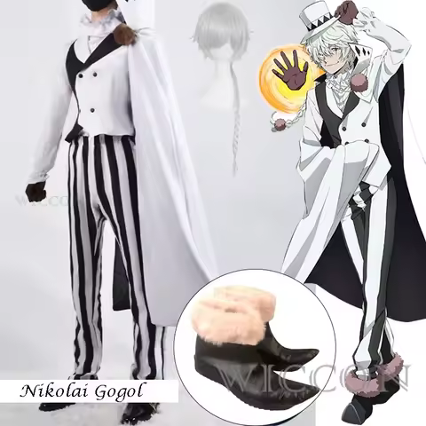 Anime BSD Nikolai Gogol Cosplay Costume Suit Cloak White Black Uniform Halloween Cosplay Costume Chr