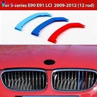 Teabelle  3pcs/Set M Power Car Racing Front Grille Trim Strips For BMW E46 E90 E91 E92 E93 F30 E60 E