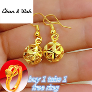 Chan Wah Malaysia Jewellery Buy 1 Take 1 Gold 916 Original Malaysia Heart Love Dangle Stud Earrings for Women Korean Style Fashion Jewellery 24K Earing Set for Girls Subang Emas Korea Subang Emas Perempuan Viral Murah Anting Emas 916 Original Malaysia