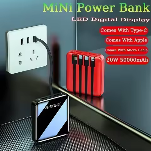 30000mAh Mini Power Bank Super Fast Charge Portable External Battery Pack Digital Display Powerbank