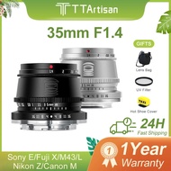 TTArtisan 35mm F1.4 APS-C Manual Focus Camera Lens for SONY E FUJI XF Canon M Leica L Nikon Z Panasonic Olympus M4/3 Canon EOS R