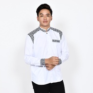 PUTIH Koko Shirt For Adult Men Long Sleeve White Color Combination Of Araseo Motif Batik