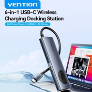 Vention 6 in 1 USB C HUB 4K 60Hz HDMI Wireless Charging USB3.0 port docking station Portable Type C 