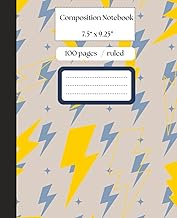 Lightning Bolt Pattern Wide-Ruled Composition Notebook, 100 Pages, 7.5" x 9.25": 100 Ruled Pages, 7.
