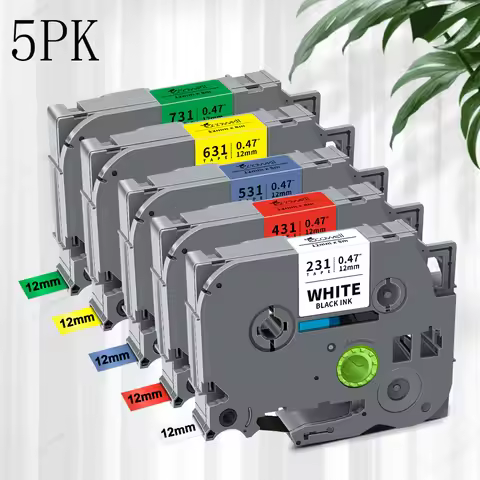 1/3/5Pcs TZe231 12mm Compatible Brother Label Tape TZe-231 Tze631 131 431 531 731 Tape for Brother P