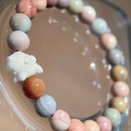 天然阿拉善瑪瑙 幻彩奶昔+旋轉木馬猛獁象牙 手串手鏈